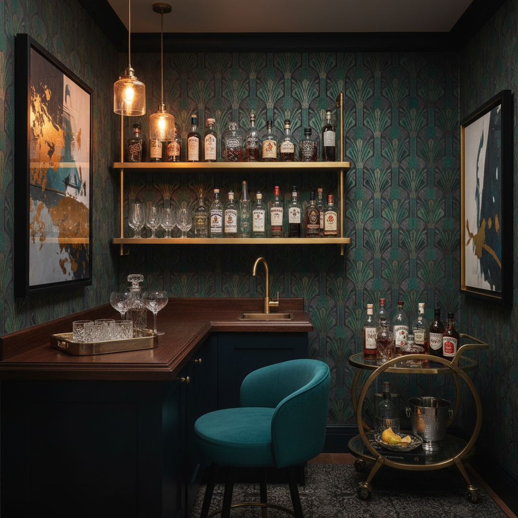 How to Use Wallpaper to Create a Home Bar