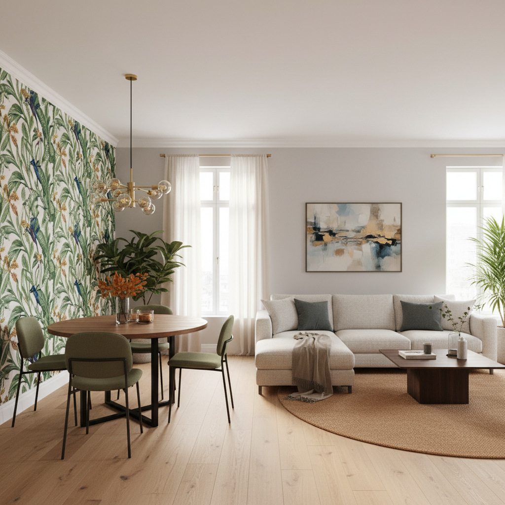 How to Use Wallpaper to Define a Space in an Open Plan Home