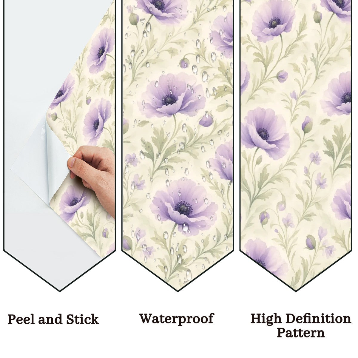 Lavender Poppy Watercolour Peel and Stick Wallpaper