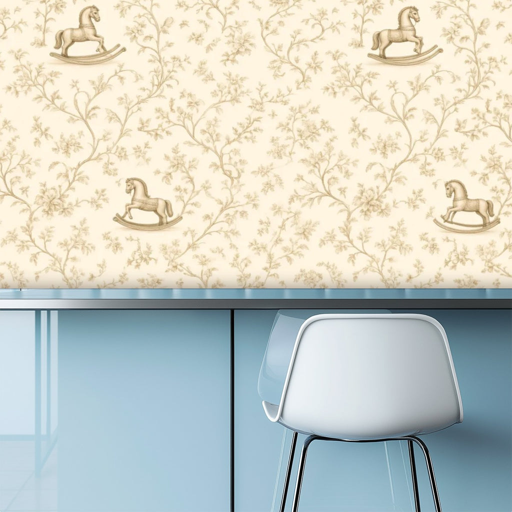 Rocking Horse Nursery Peel and Stick Wallpaper – Vintage Baby & Kids Room