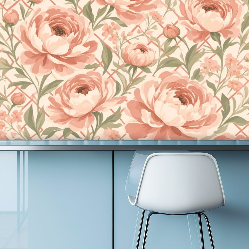 Blush Peony Garden Peel and Stick Wallpaper
