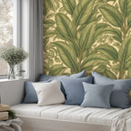 Sage Palm Leaf Peel and Stick Wallpaper