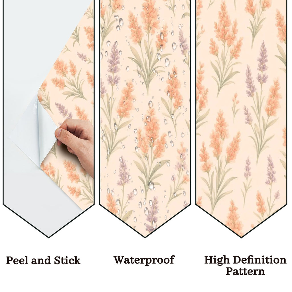 Boho Pampas and Lavender Peel and Stick Wallpaper