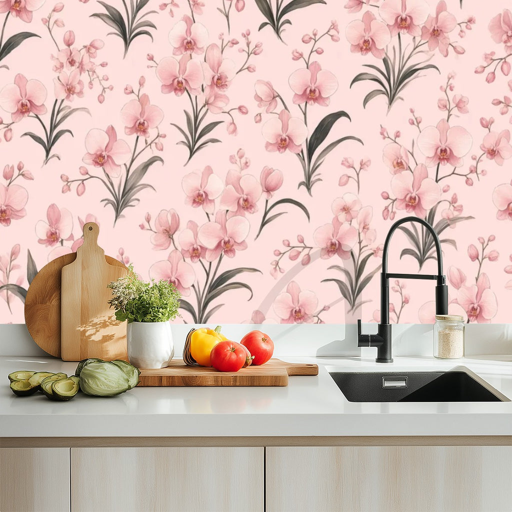 Pink Lily Scatter Peel and Stick Wallpaper