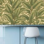 Sage Palm Leaf Peel and Stick Wallpaper