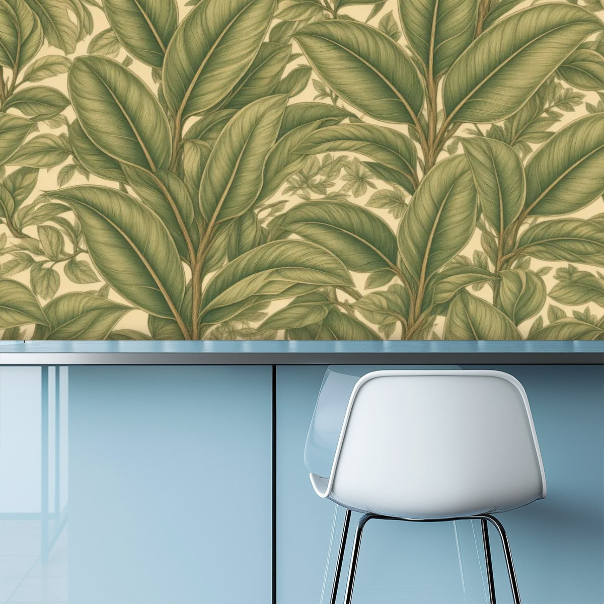 Sage Palm Leaf Peel and Stick Wallpaper