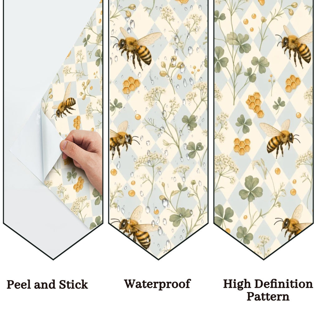 Watercolor Bee & Clover Peel and Stick Wallpaper – Soft Nursery & Baby Room