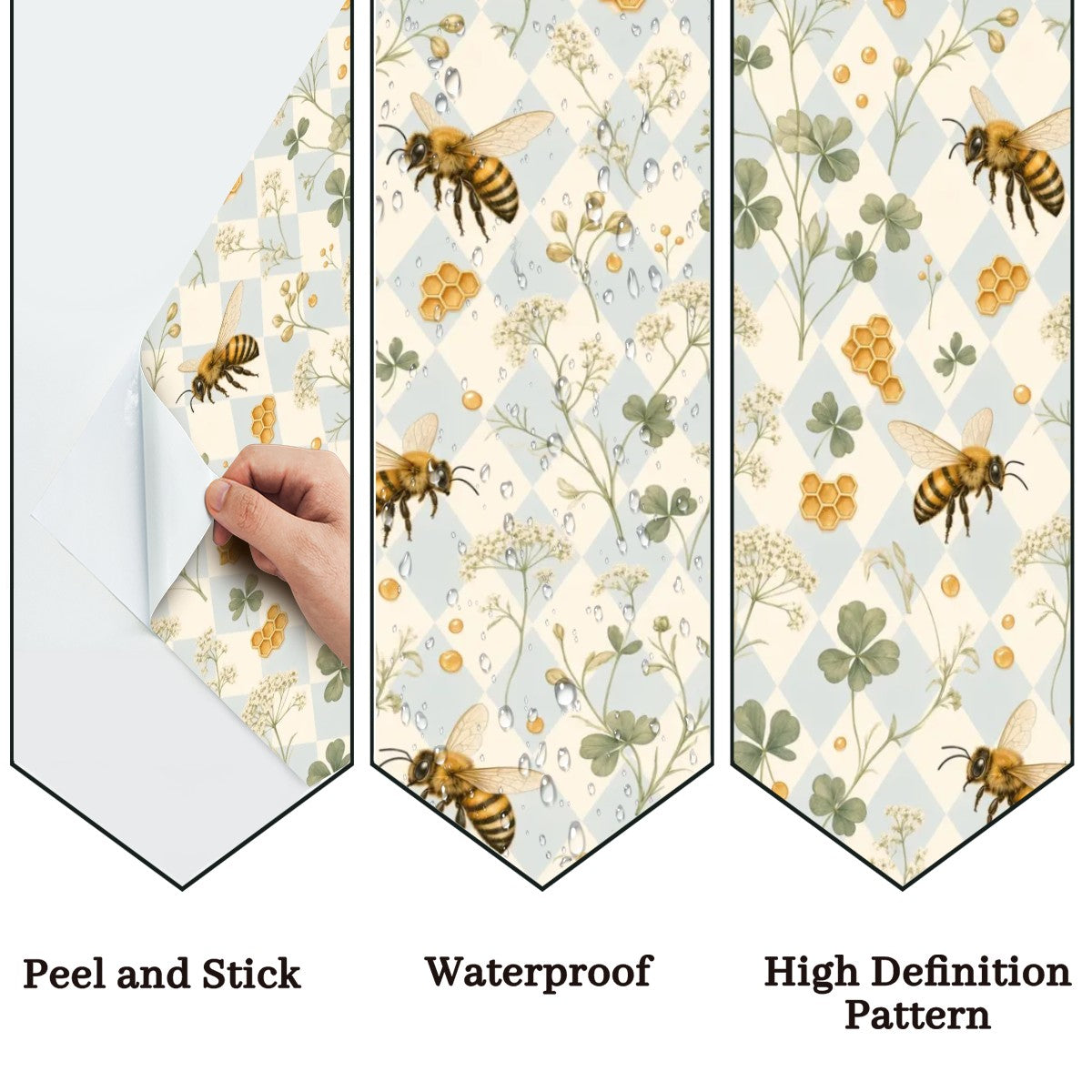 Watercolor Bee & Clover Peel and Stick Wallpaper – Soft Nursery & Baby Room