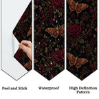 Dark Moth & Rose Peel and Stick Wallpaper – Moody Floral & Gothic Bedroom Decor