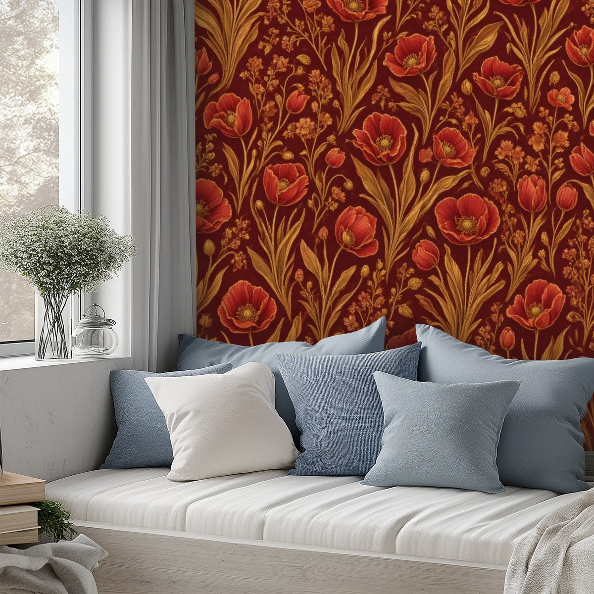 Terracotta Morris Floral Peel and Stick Wallpaper
