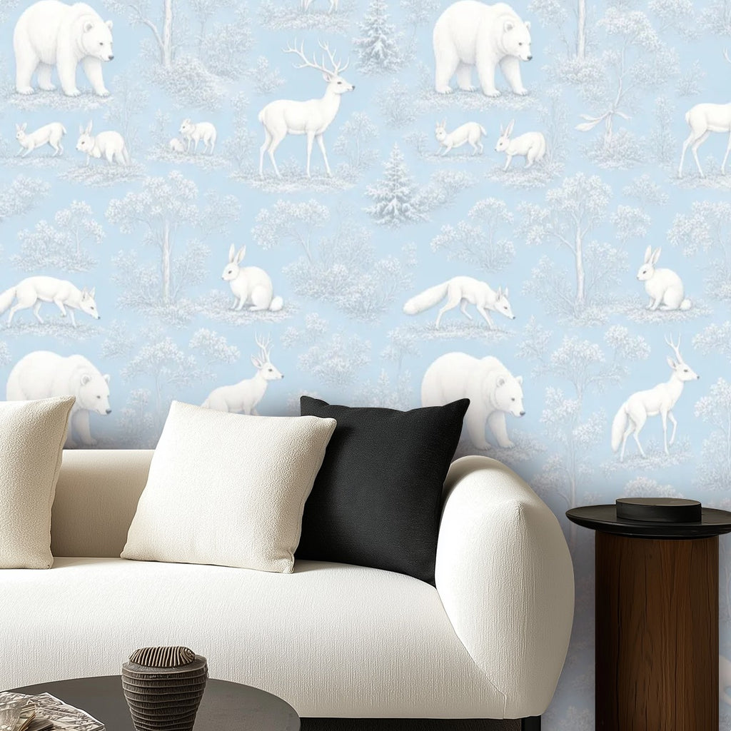 Arctic Polar Bear Peel and Stick Wallpaper – Blue Nursery & Winter Kids Room