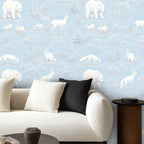 Arctic Polar Bear Peel and Stick Wallpaper – Blue Nursery & Winter Kids Room