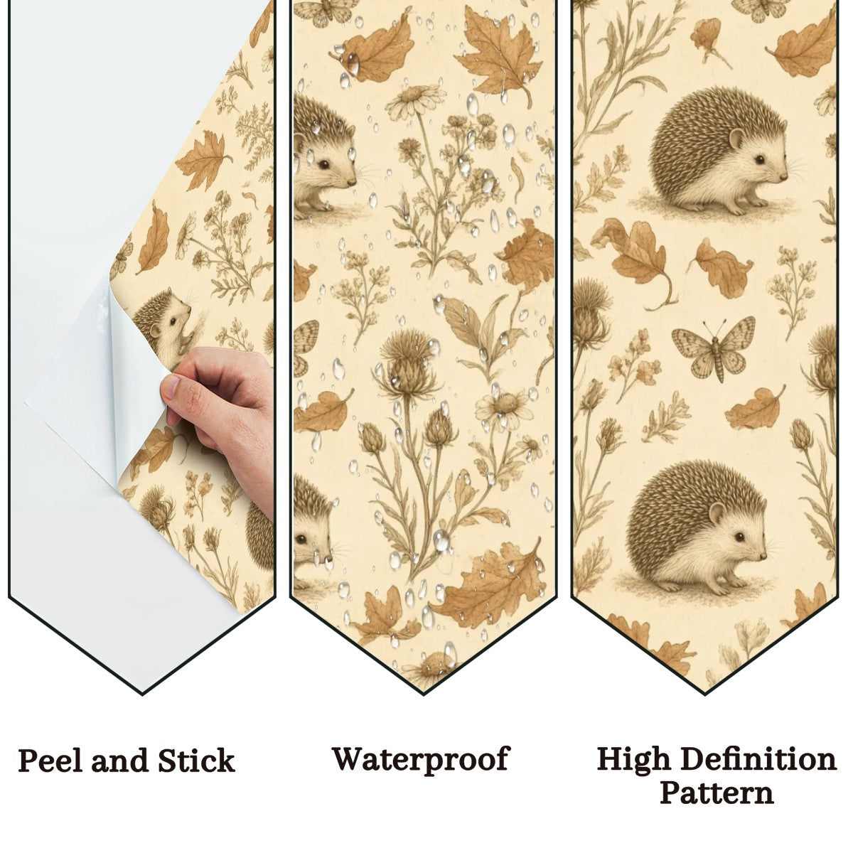 Hedgehog Woodland Peel and Stick Wallpaper – Sweet Autumn Nature & Charming Nursery Decor