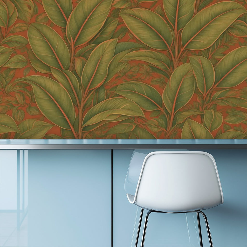 Olive Tropical Leaf Peel and Stick Wallpaper