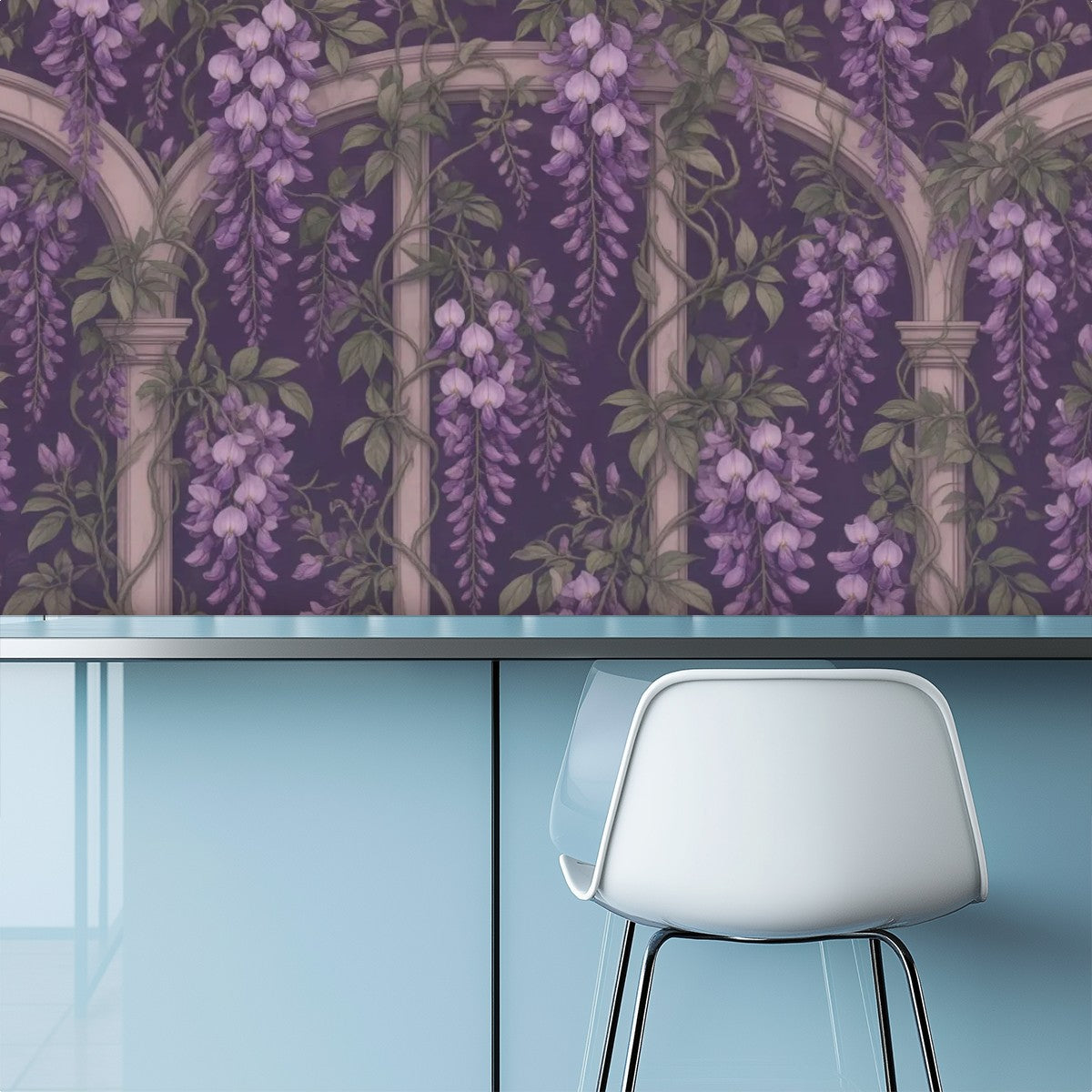 Dark Wisteria Archway Peel and Stick Wallpaper
