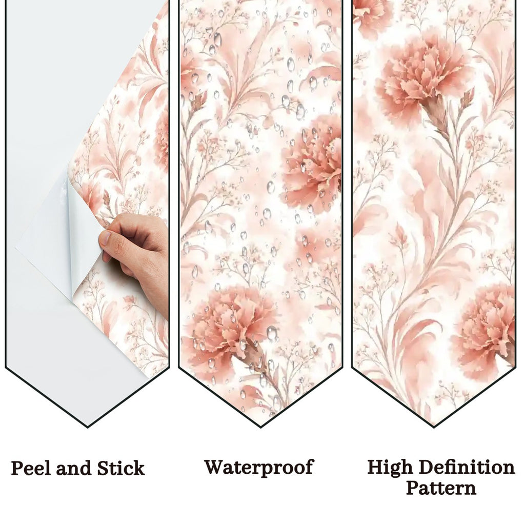 Pink Carnation Floral Peel and Stick Wallpaper – Removable & Waterproof