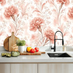 Pink Carnation Floral Peel and Stick Wallpaper – Removable & Waterproof