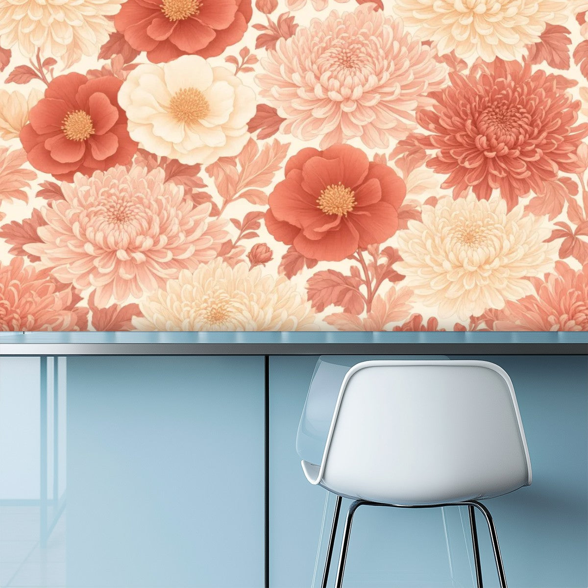 Terracotta Paper Flower Peel and Stick Wallpaper