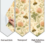 Honey Bee Botanical Peel and Stick Wallpaper – Soft Watercolour Floral & Warm Cottage Decor