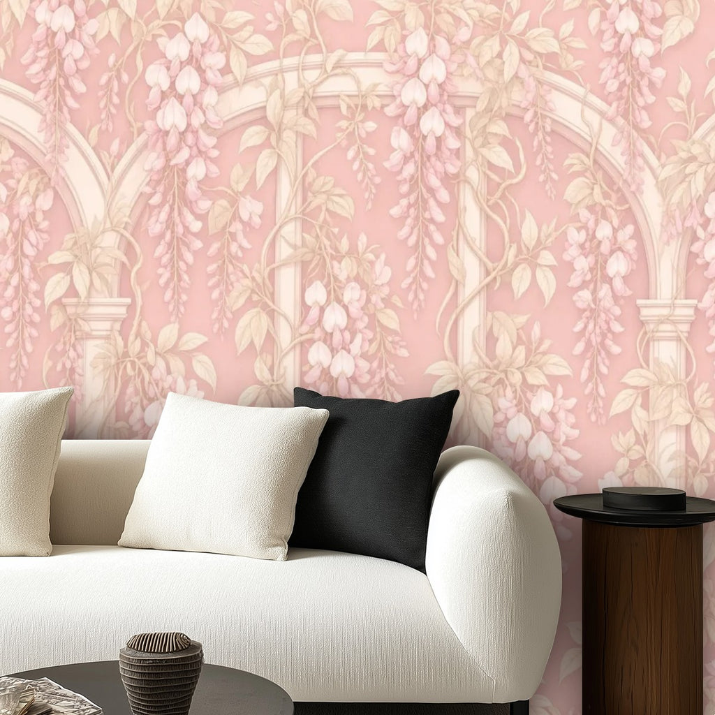 Blush Art Nouveau Archway Peel and Stick Wallpaper