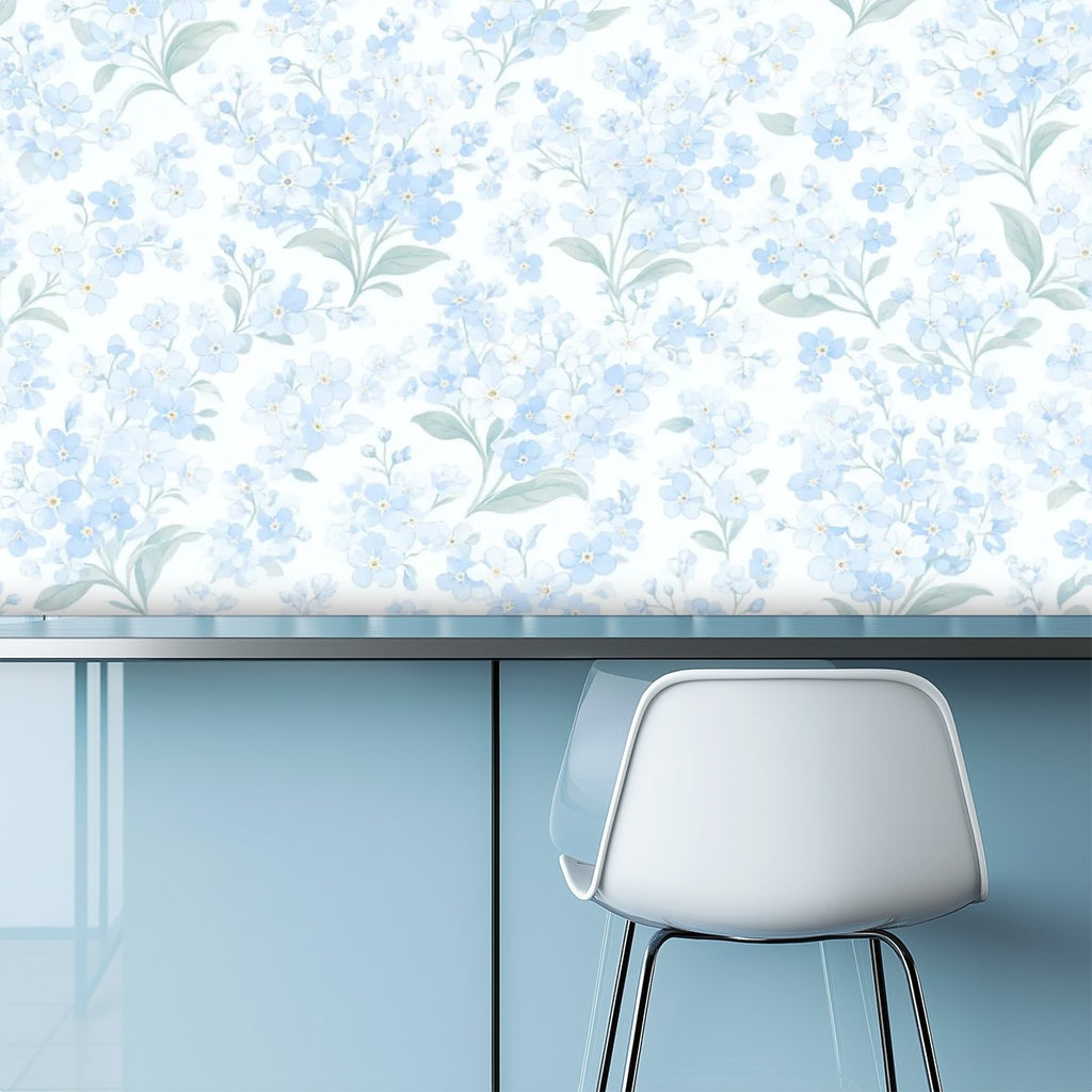 Ice Blue Magnolia Peel and Stick Wallpaper