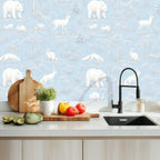 Arctic Polar Bear Peel and Stick Wallpaper – Blue Nursery & Winter Kids Room
