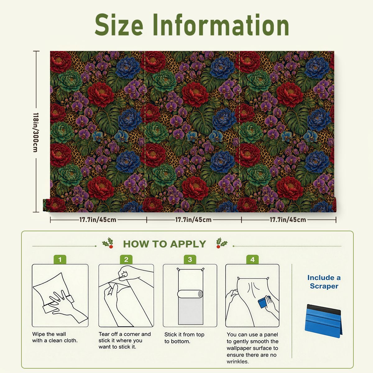 Leopard Garden Peel and Stick Wallpaper | Peony, Orchid & Monstera