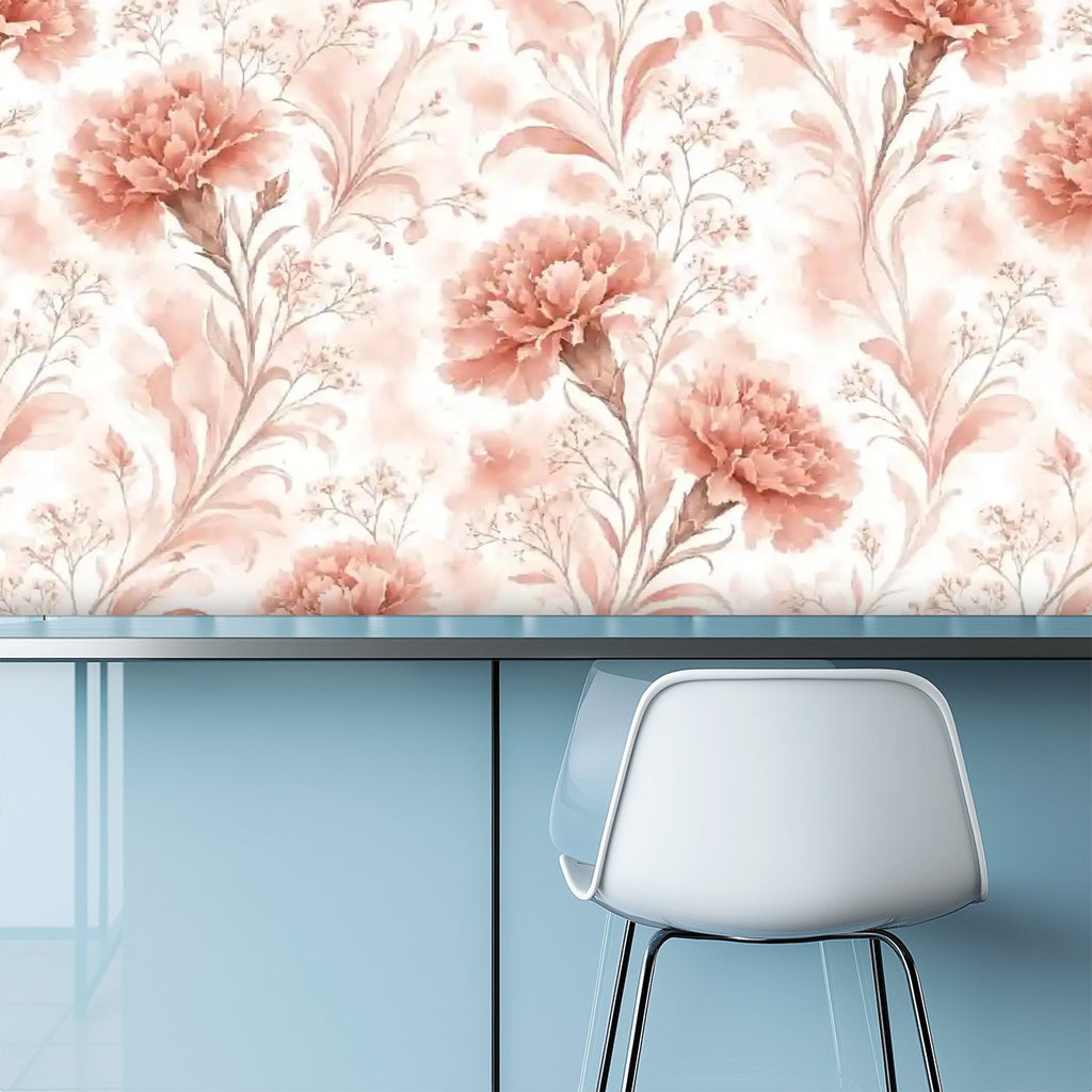 Pink Carnation Floral Peel and Stick Wallpaper – Removable & Waterproof