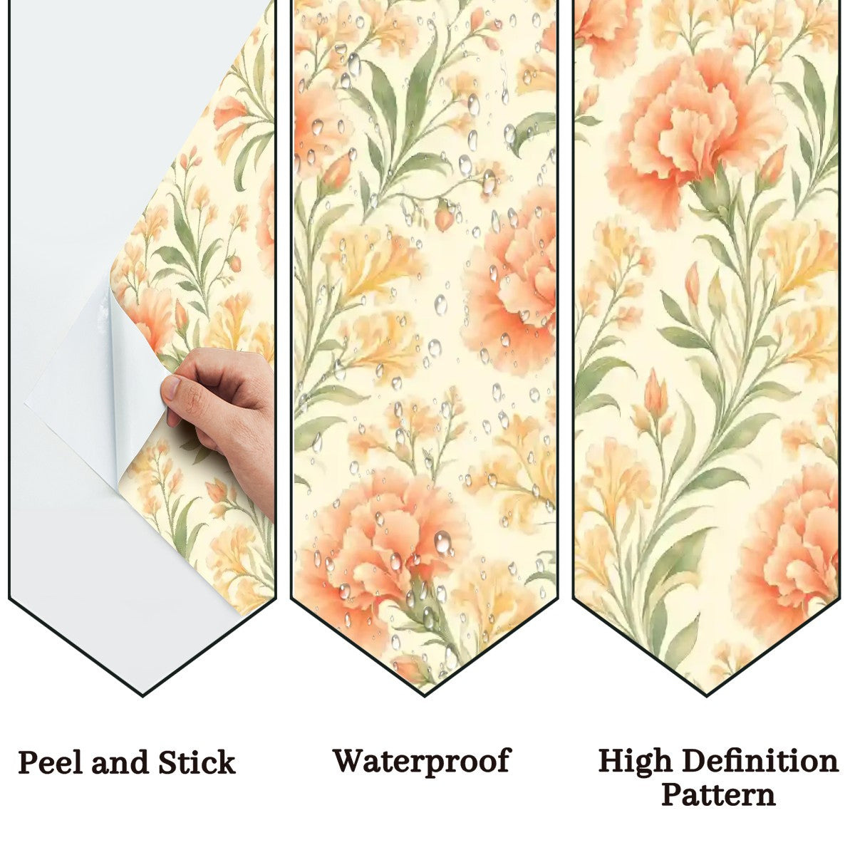 Peach Floral Peel and Stick Wallpaper – Removable & Waterproof