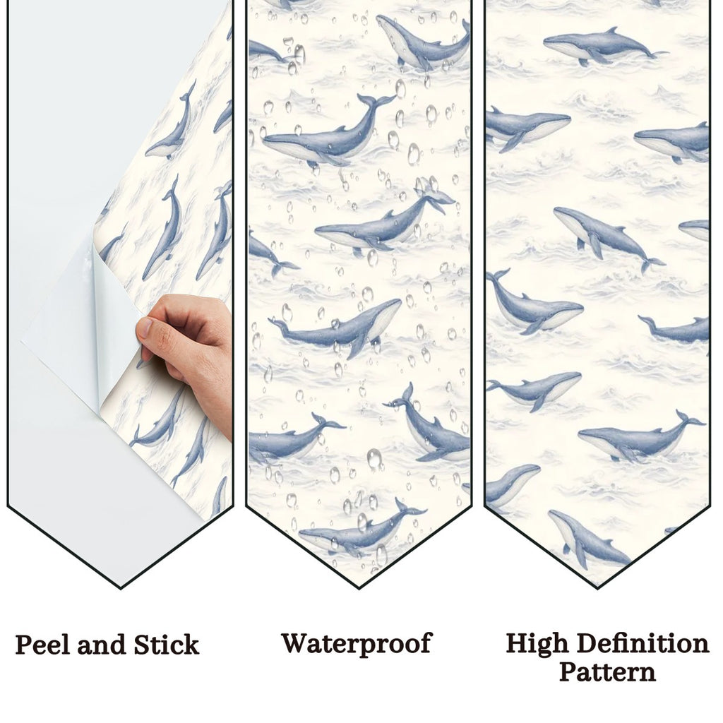 Whale Song Peel and Stick Wallpaper – Ocean Nursery & Coastal Kids Room