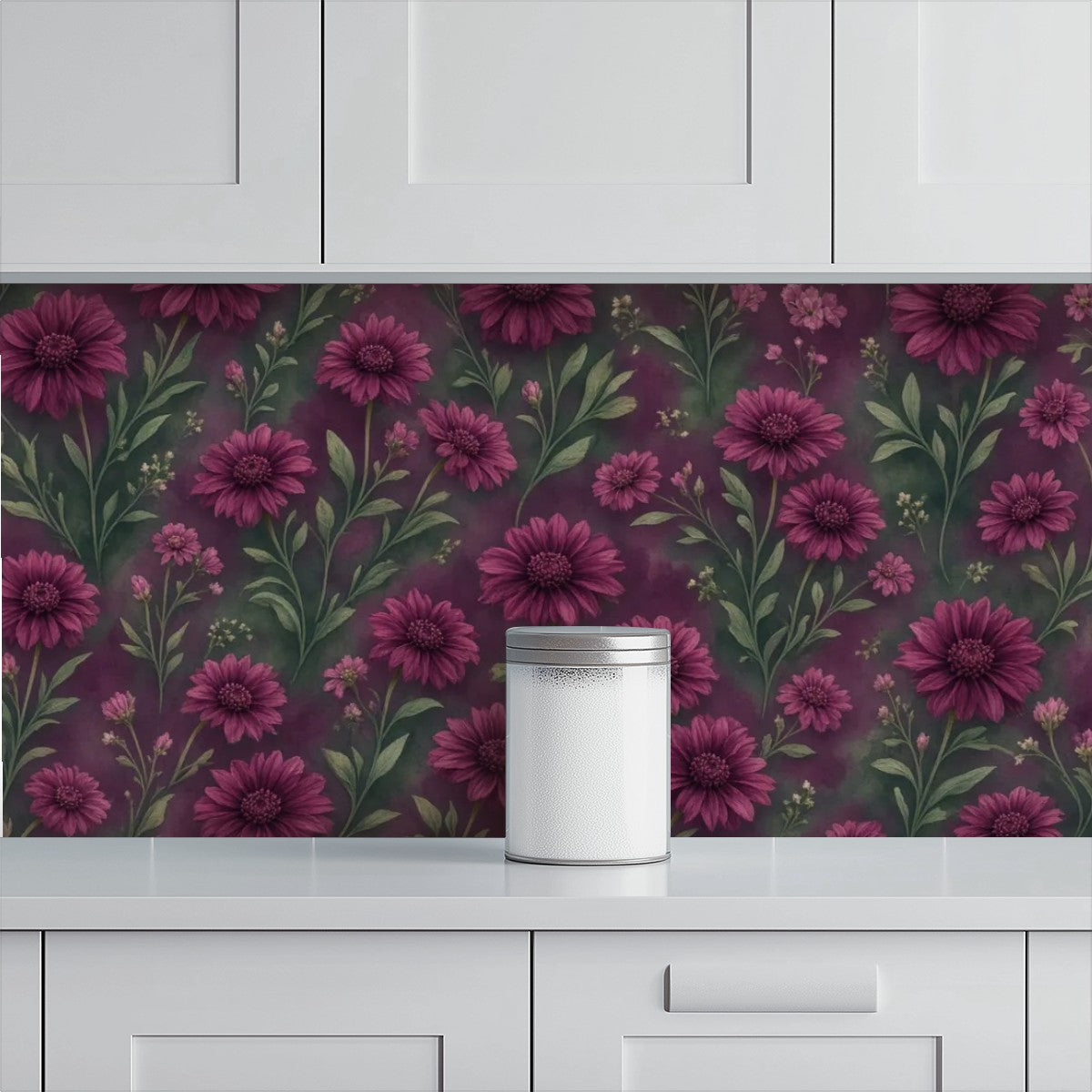Dark Burgundy Peony Peel and Stick Wallpaper