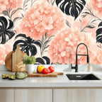 Blush Hydrangea Monstera Peel and Stick Wallpaper
