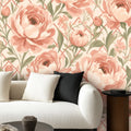 Blush Peony Garden Peel and Stick Wallpaper