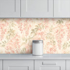 Blush Pink Trailing Botanical Peel and Stick Wallpaper