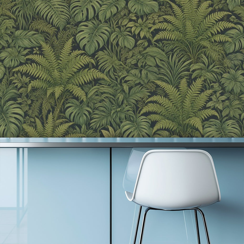 Dark Fern Jungle Peel and Stick Wallpaper