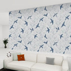 Swallow & Botanical Peel and Stick Wallpaper – Serene Nature & Scandi-Modern Decor