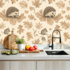 Hedgehog & Autumn Leaves Peel and Stick Wallpaper – Woodland Nursery & Kids Room