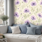 Lavender Poppy Watercolour Peel and Stick Wallpaper