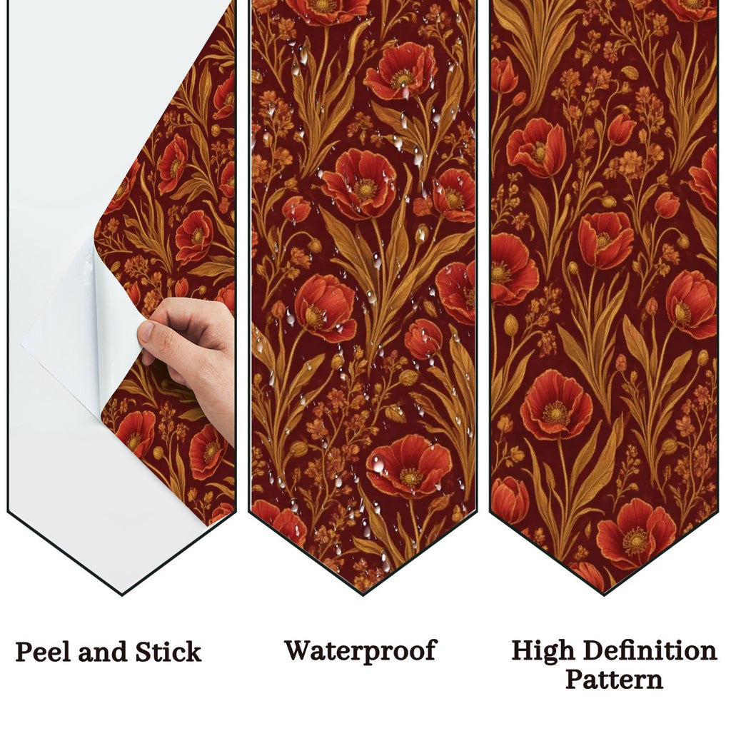 Terracotta Morris Floral Peel and Stick Wallpaper