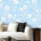 Sky Blue Wildflower Peel and Stick Wallpaper