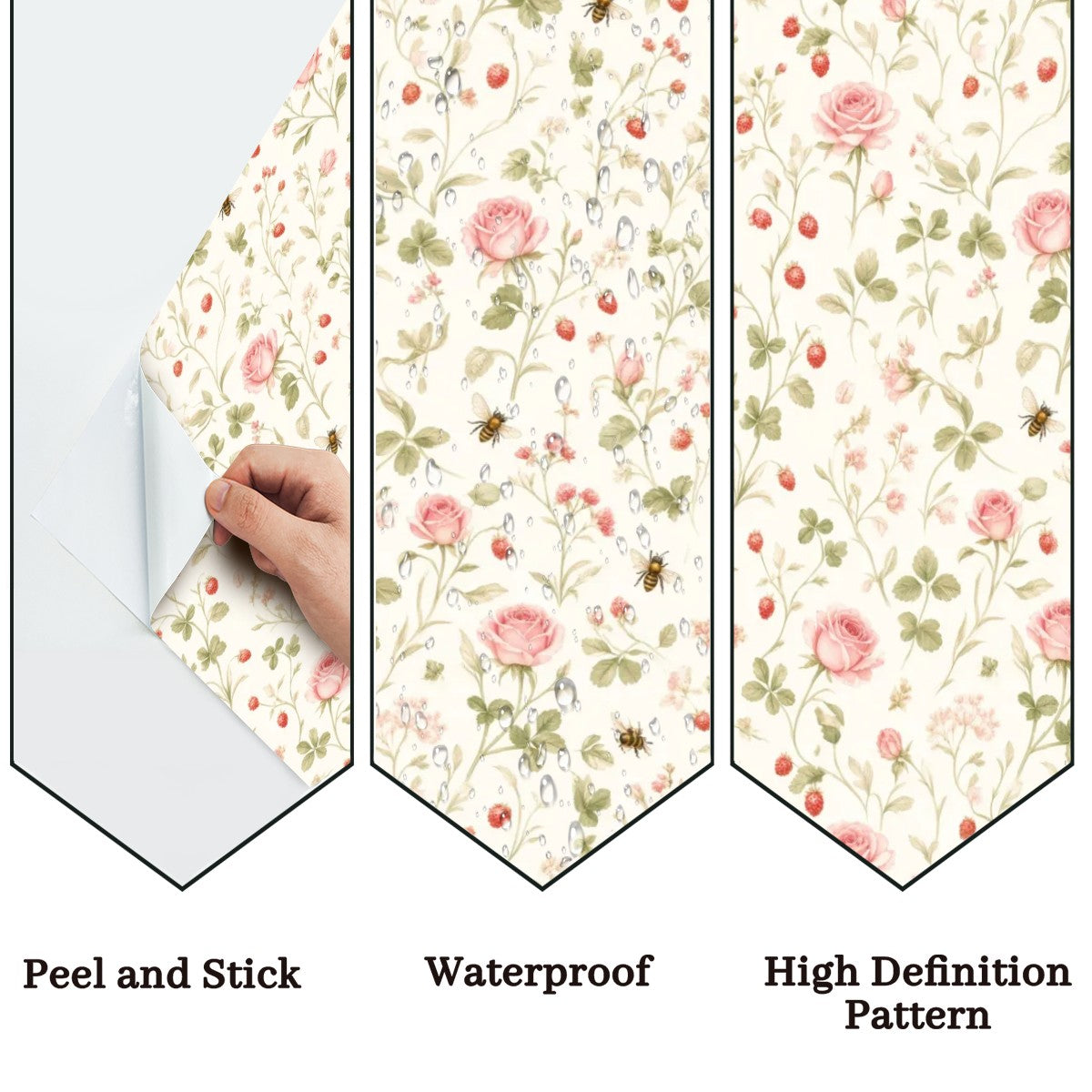 Pink Rose Garden Peel and Stick Wallpaper – Floral Nursery & Cottagecore Kids Room