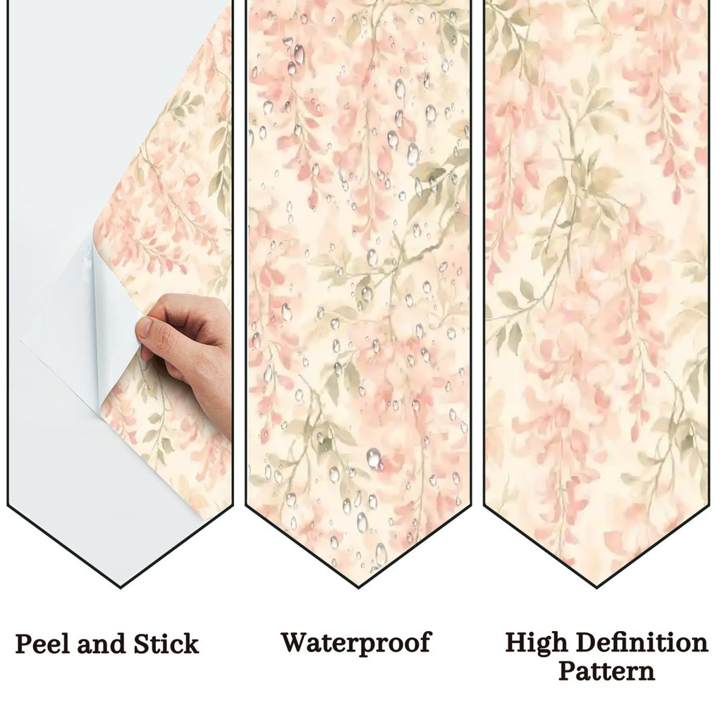 Blush Pink Trailing Botanical Peel and Stick Wallpaper