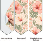 Peach Hibiscus and Monstera Peel and Stick Wallpaper
