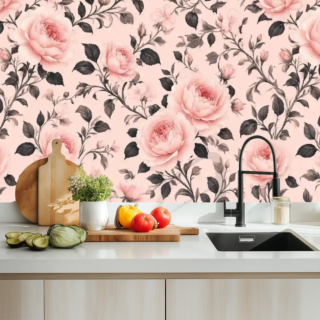 Blush Pink English Rose Peel and Stick Wallpaper