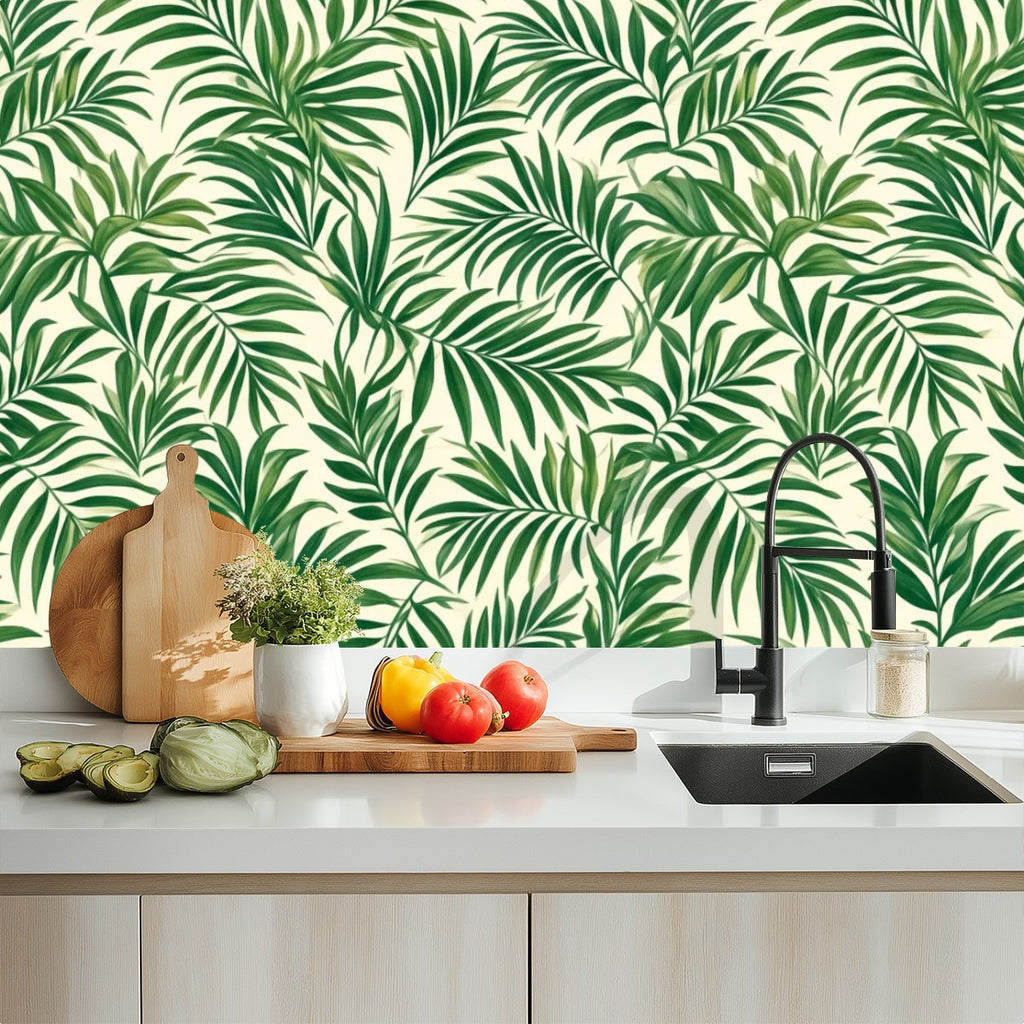 Tropical Palm Leaf Peel and Stick Wallpaper