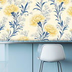 Yellow Carnation Botanical Peel and Stick Wallpaper – Removable & Waterproof