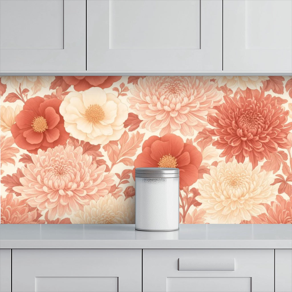 Terracotta Paper Flower Peel and Stick Wallpaper