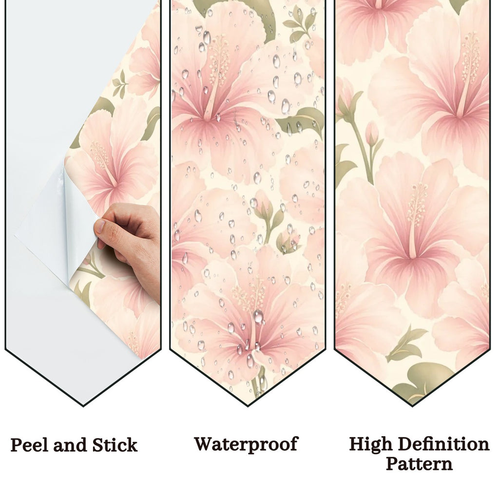 Blush Hibiscus Peel and Stick Wallpaper