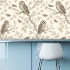 Moonlit Owl & Moths Peel and Stick Wallpaper – Whimsical Nursery & Nature Decor