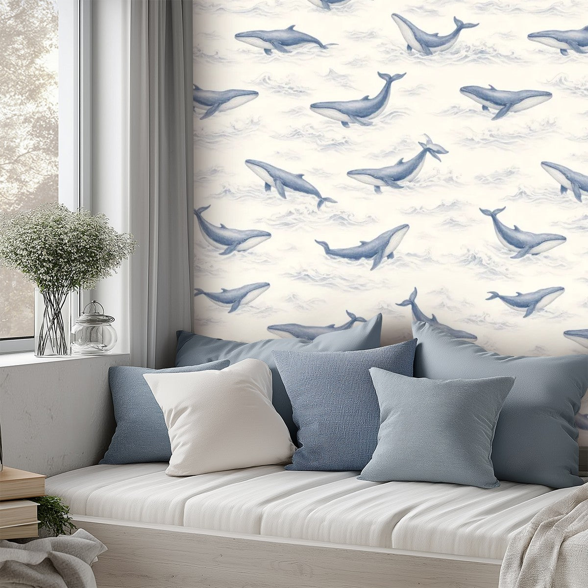 Whale Song Peel and Stick Wallpaper – Ocean Nursery & Coastal Kids Room